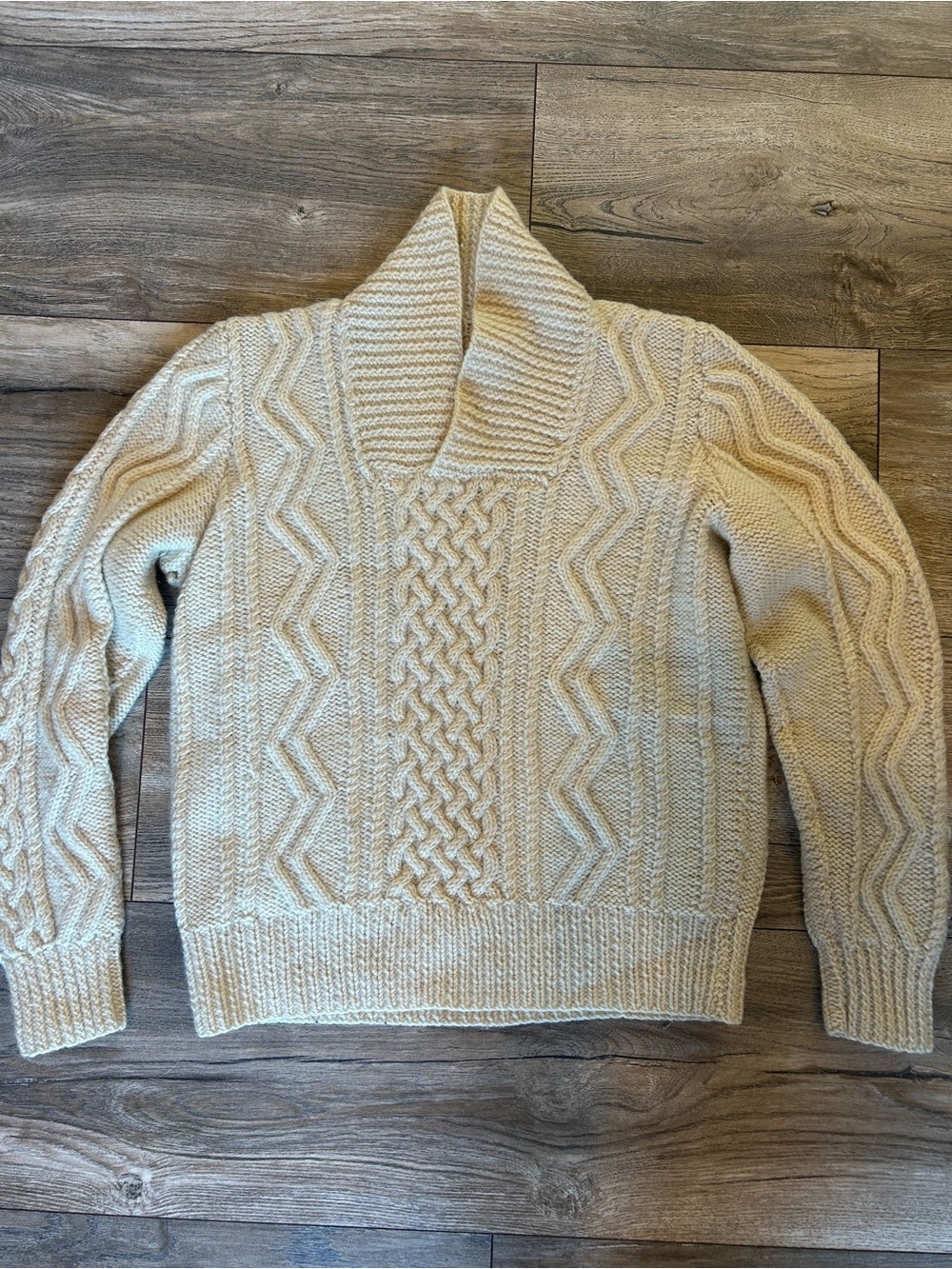 Vintage Handknit Fisherman Sweater Cable Knit Cream